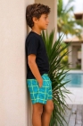 Bermuda Masculino Infantil Azul e Branco