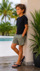 Bermuda Masculino Infantil Branca e Preta